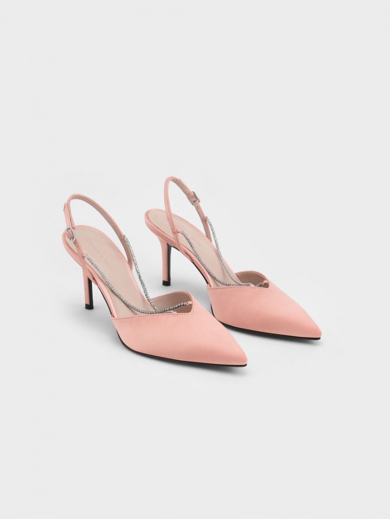 Pumps Charles & Keith Adel Recycled Polyester Gem-Curea Slingback Ballerina Roz | 690RFAGUT