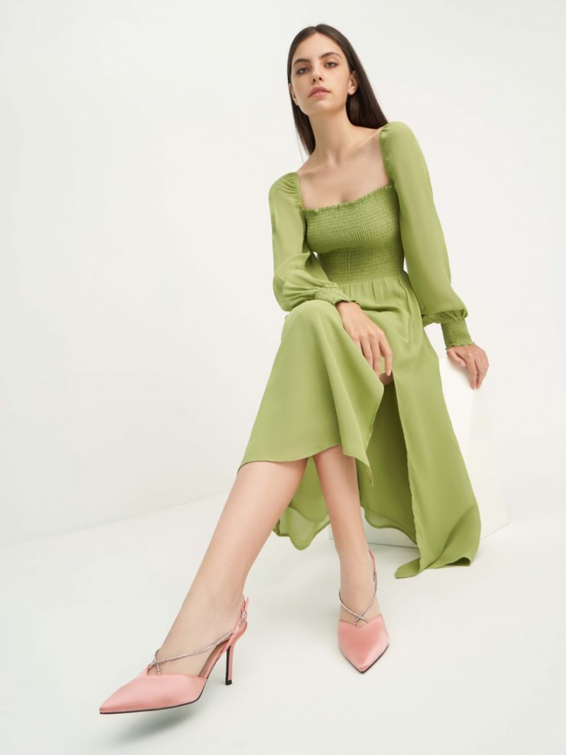 Pumps Charles & Keith Adel Recycled Polyester Gem-Curea Slingback Ballerina Roz | 690RFAGUT