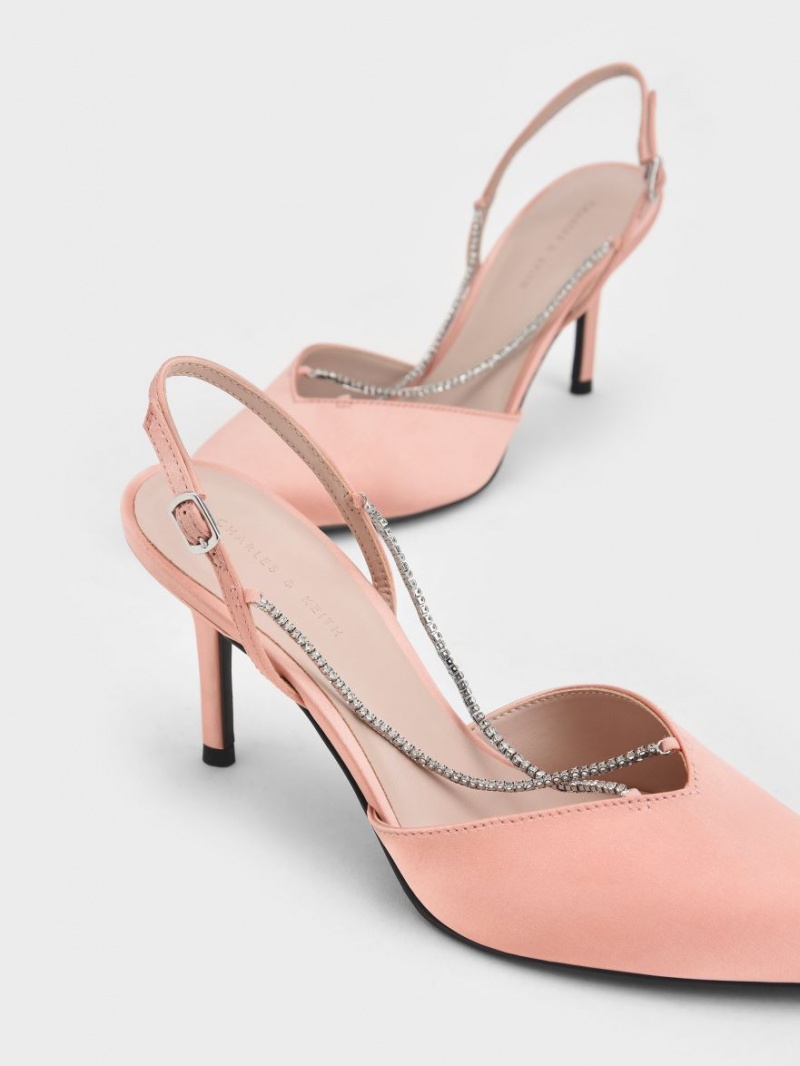 Pumps Charles & Keith Adel Recycled Polyester Gem-Curea Slingback Ballerina Roz | 690RFAGUT