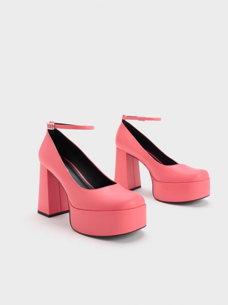 Pumps Charles & Keith Ankle-Curea Platforma Roz | 290OALXWI