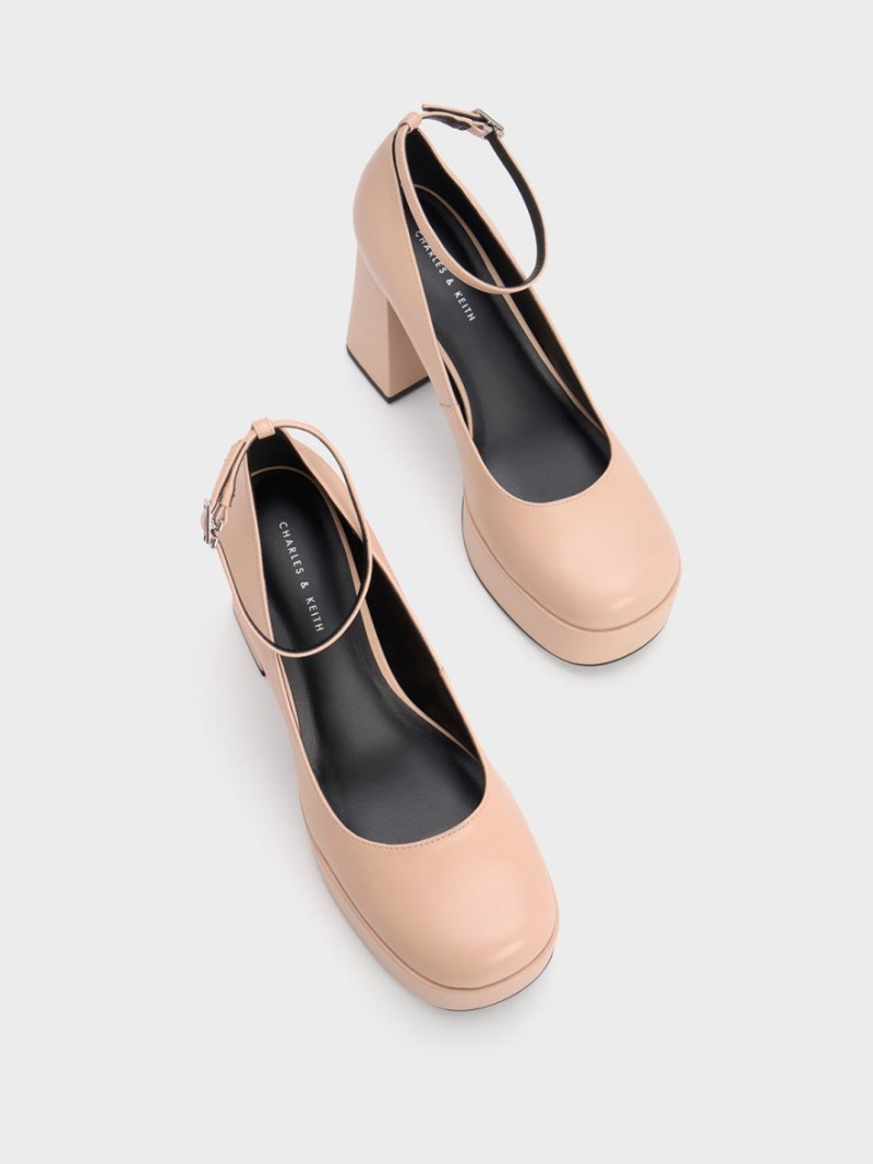 Pumps Charles & Keith Ankle-Curea Platforma Bej | 507AOFQCZ