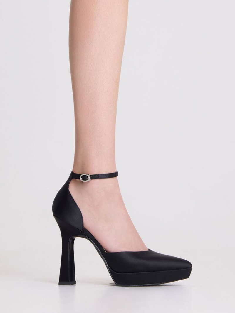 Pumps Charles & Keith Ankle Curea D'Orsay Negrii | 803NVEIKJ
