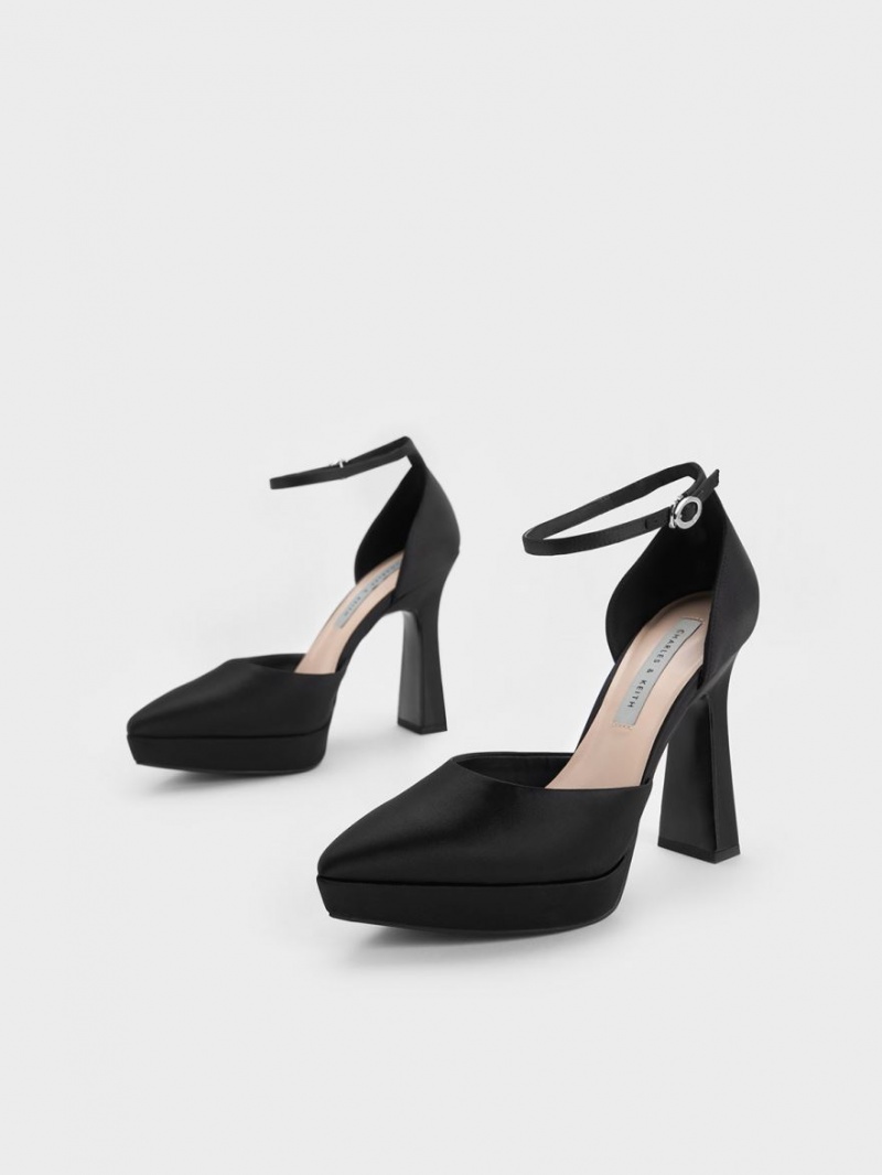 Pumps Charles & Keith Ankle Curea D'Orsay Negrii | 803NVEIKJ