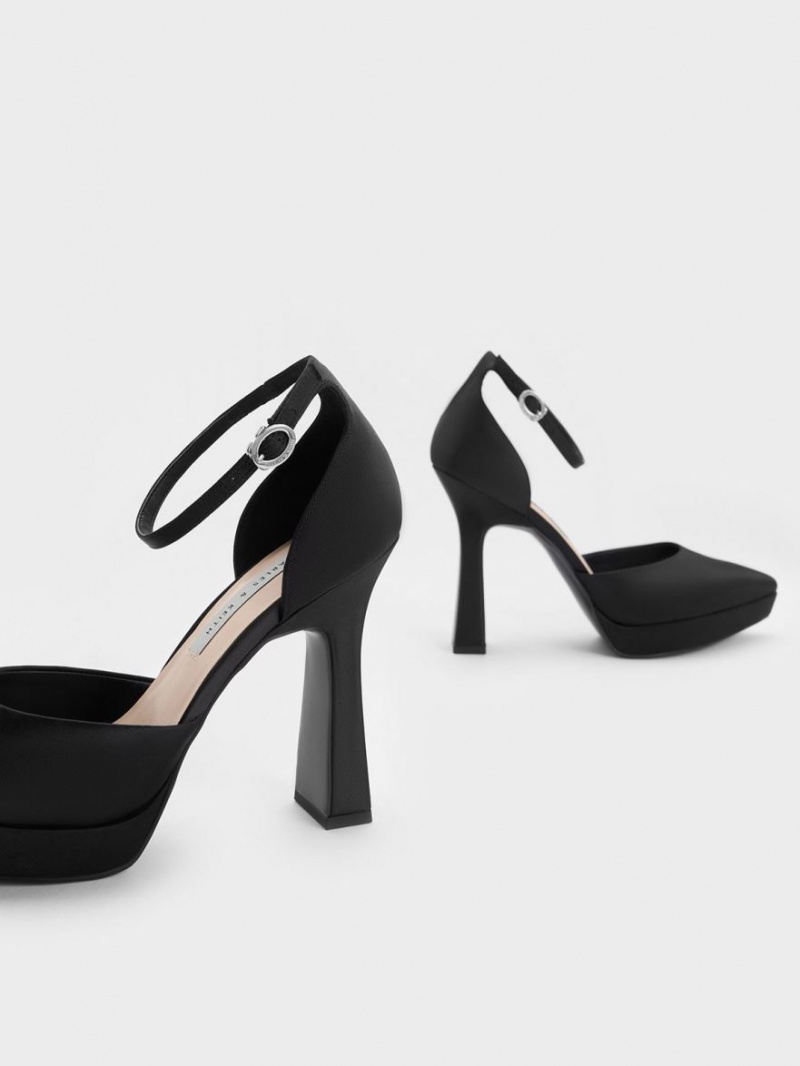 Pumps Charles & Keith Ankle Curea D'Orsay Negrii | 803NVEIKJ