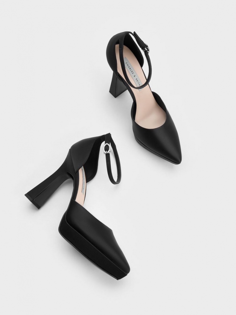 Pumps Charles & Keith Ankle Curea D'Orsay Negrii | 803NVEIKJ