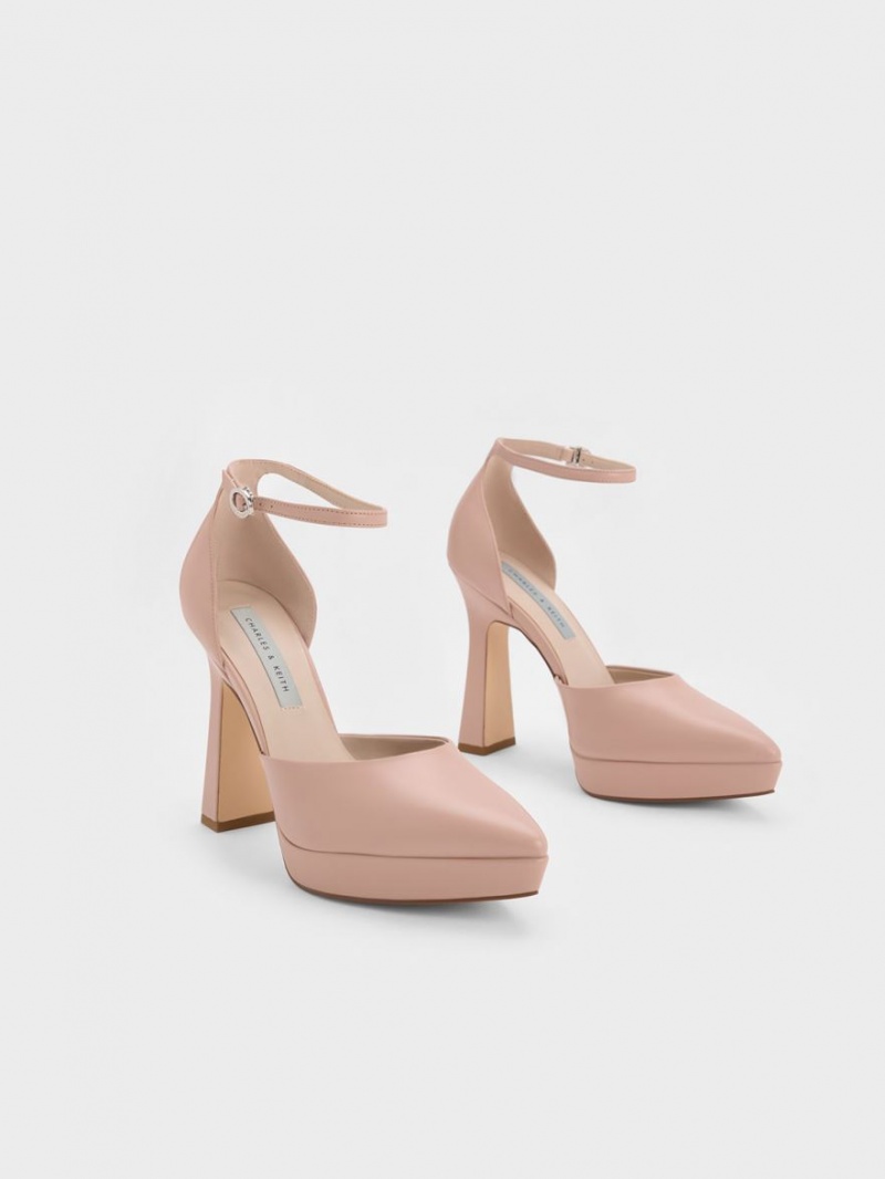 Pumps Charles & Keith Ankle Curea D'Orsay Bej | 915DRVPCK