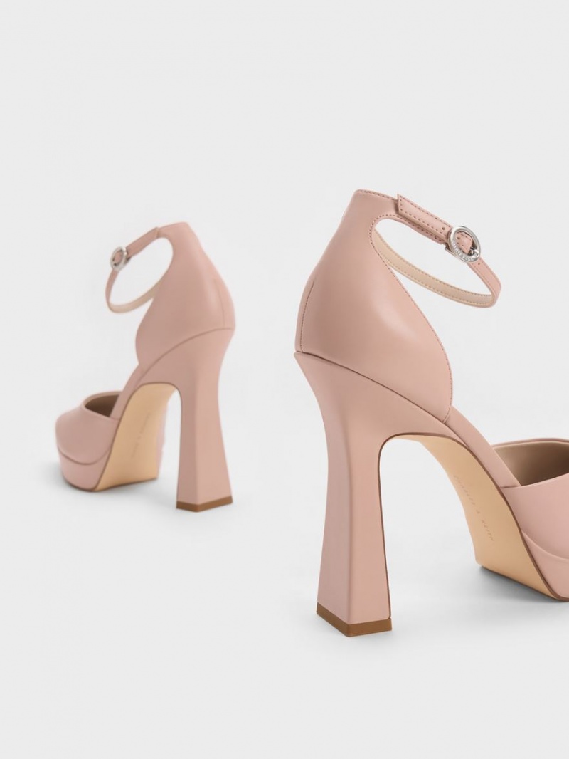 Pumps Charles & Keith Ankle Curea D'Orsay Bej | 915DRVPCK