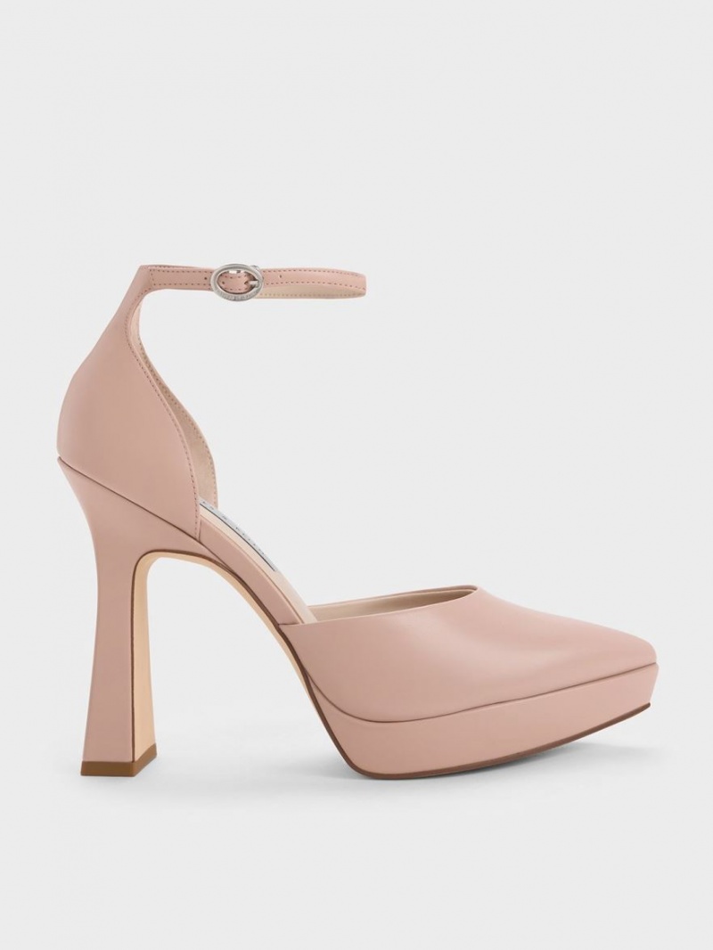 Pumps Charles & Keith Ankle Curea D\'Orsay Bej | 915DRVPCK