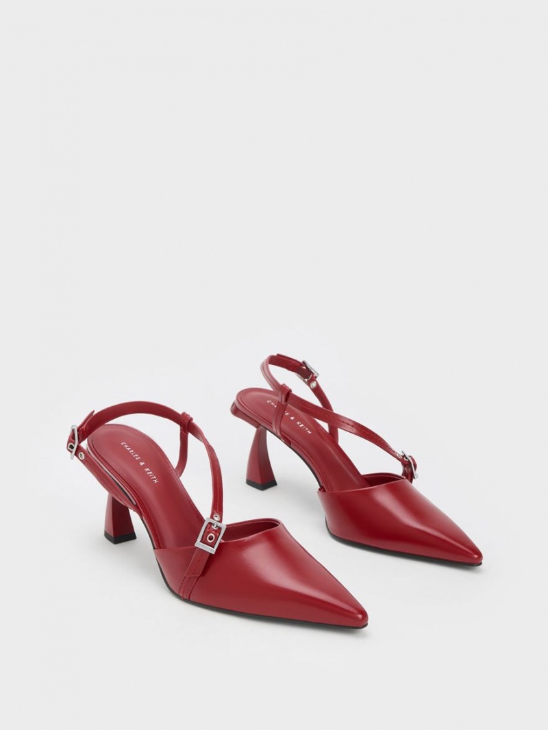 Pumps Charles & Keith Asymmetric Curved Heel Slingback Rosii | 264NMRKOS