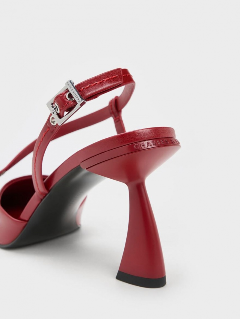 Pumps Charles & Keith Asymmetric Curved Heel Slingback Rosii | 264NMRKOS