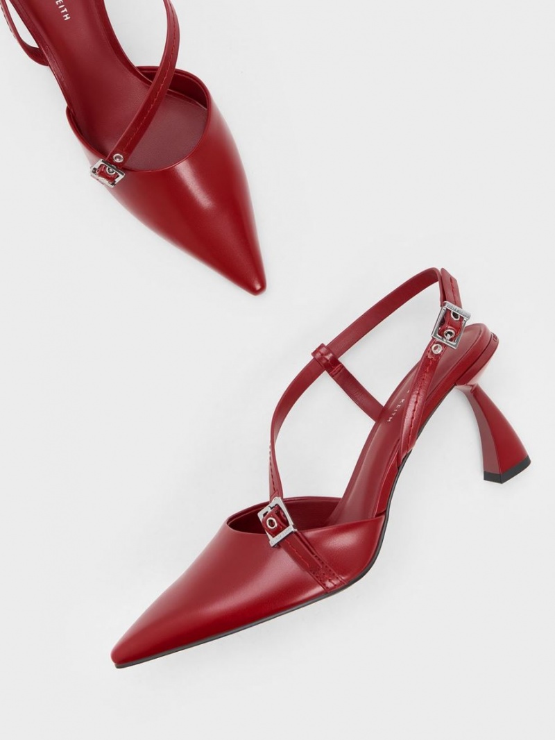 Pumps Charles & Keith Asymmetric Curved Heel Slingback Rosii | 264NMRKOS