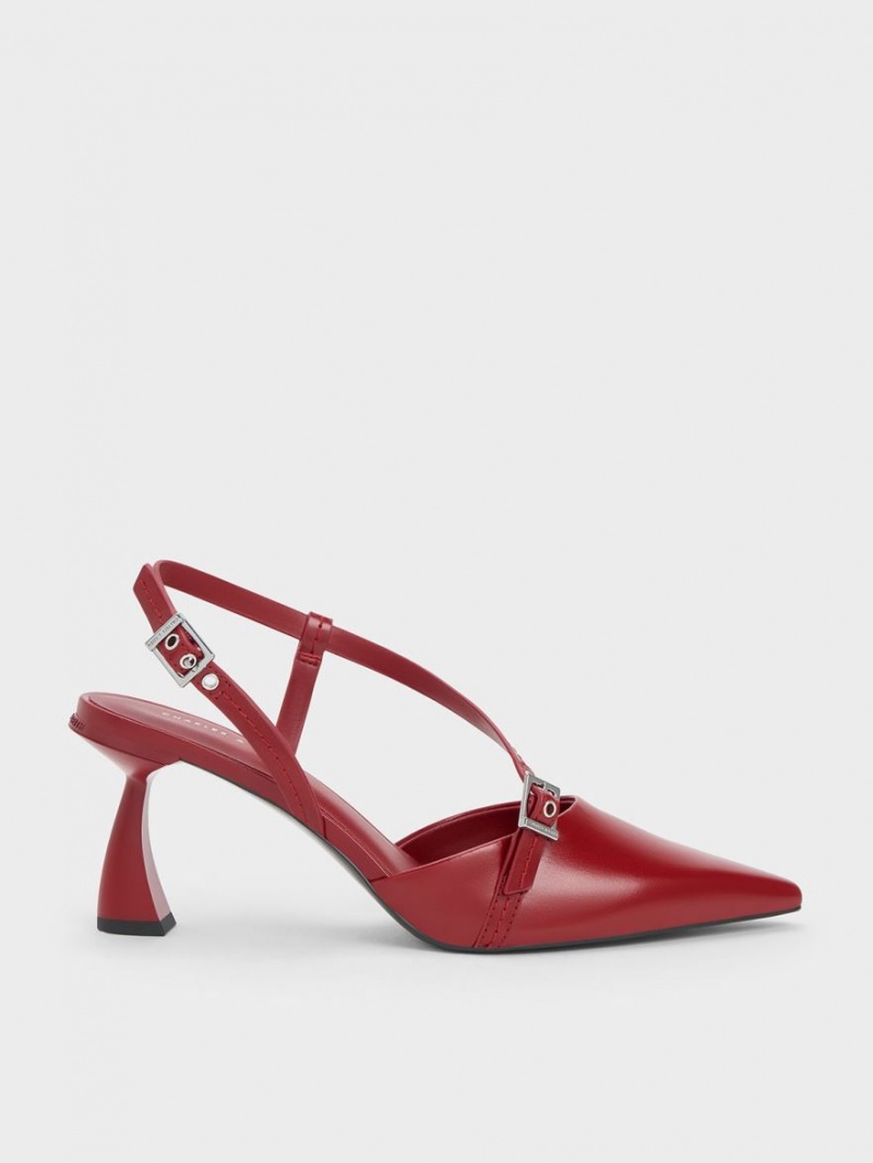 Pumps Charles & Keith Asymmetric Curved Heel Slingback Rosii | 264NMRKOS