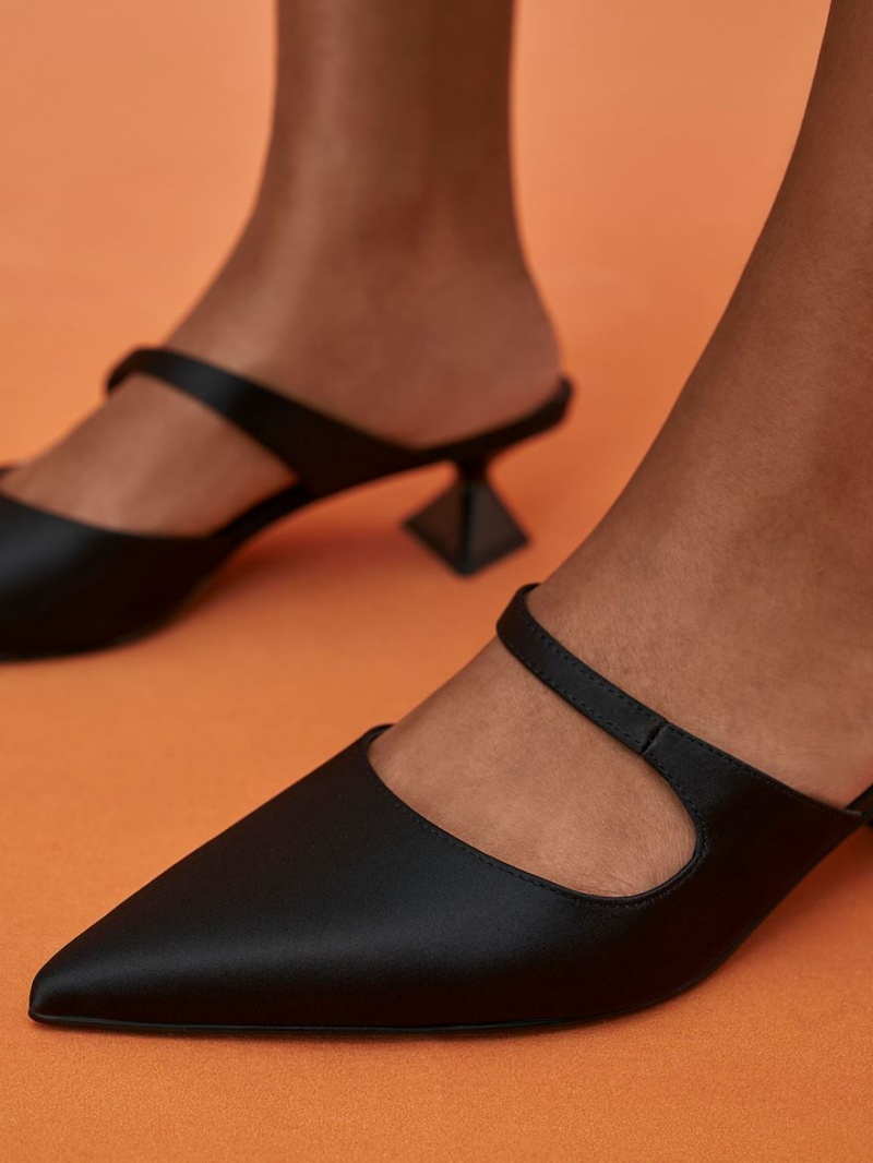 Pumps Charles & Keith Asymmetric Sculptural Heel Negrii | 923OIQECV