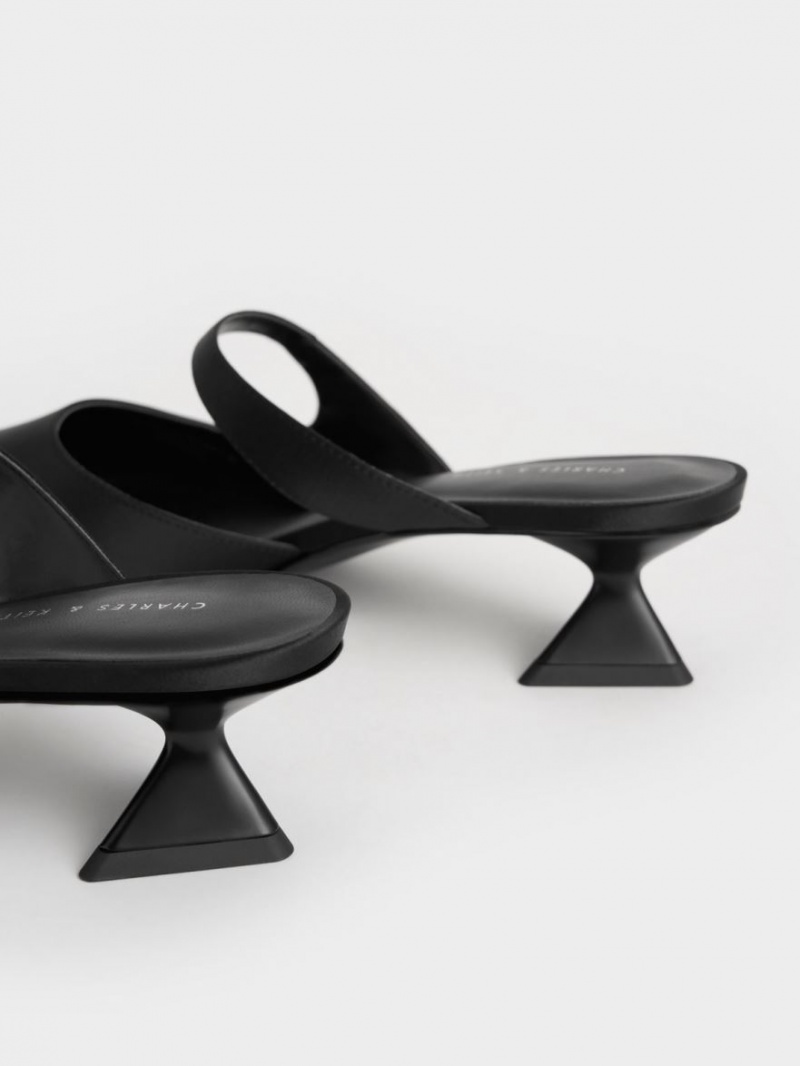 Pumps Charles & Keith Asymmetric Sculptural Heel Negrii | 923OIQECV