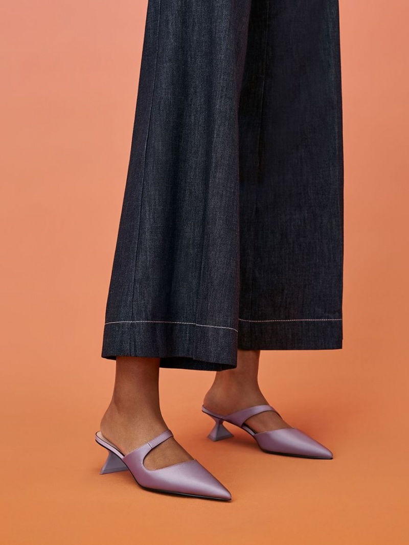 Pumps Charles & Keith Asymmetric Sculptural Heel Violet | 652YSGVBJ