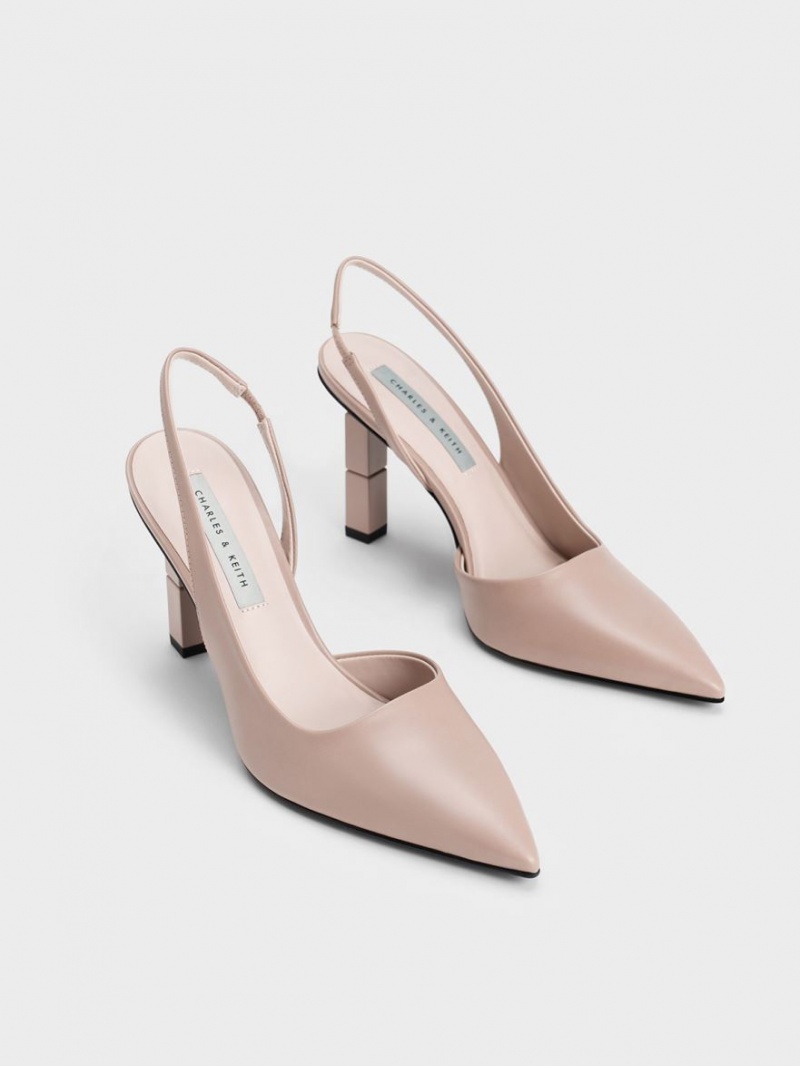Pumps Charles & Keith Asymmetric Sculptural Heel Bej | 051LZEVGC