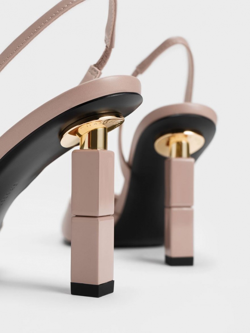 Pumps Charles & Keith Asymmetric Sculptural Heel Bej | 051LZEVGC