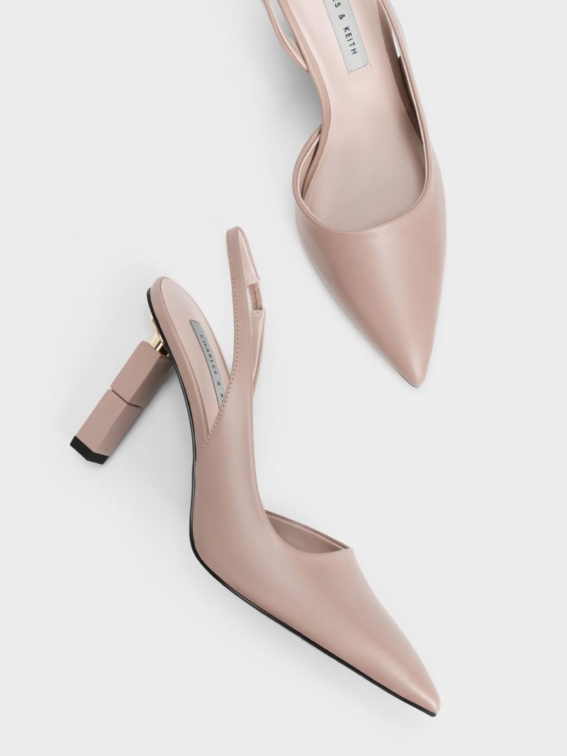 Pumps Charles & Keith Asymmetric Sculptural Heel Bej | 051LZEVGC