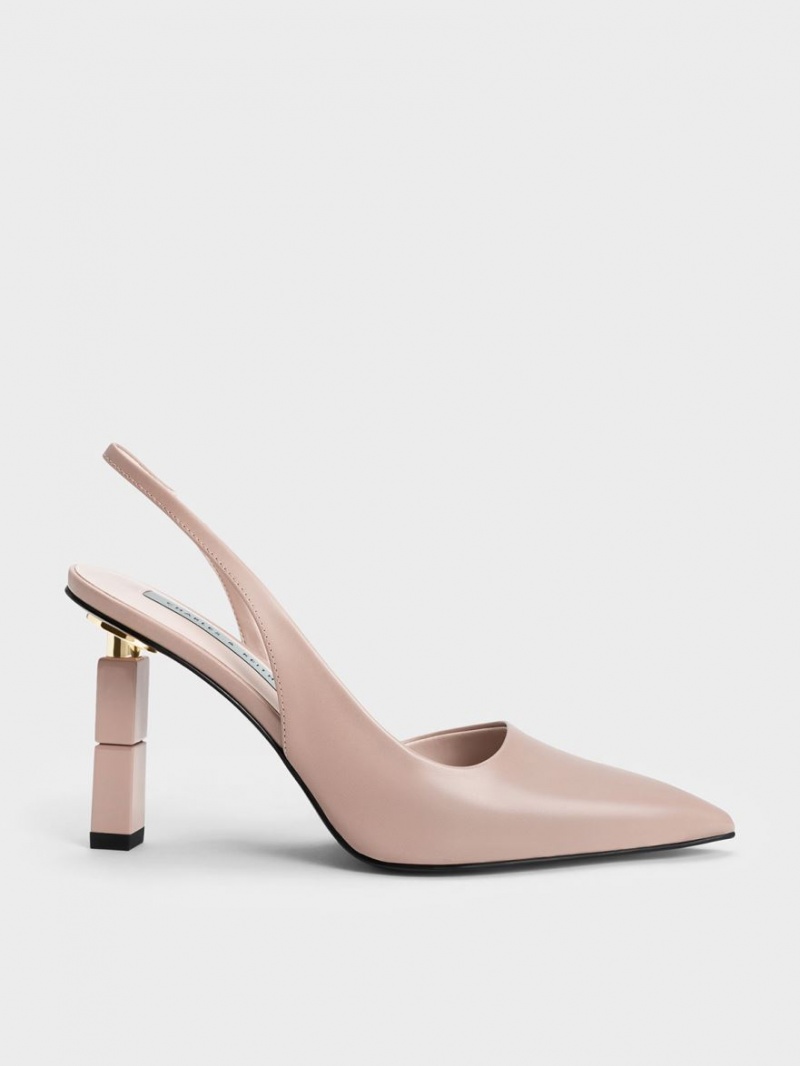Pumps Charles & Keith Asymmetric Sculptural Heel Bej | 051LZEVGC