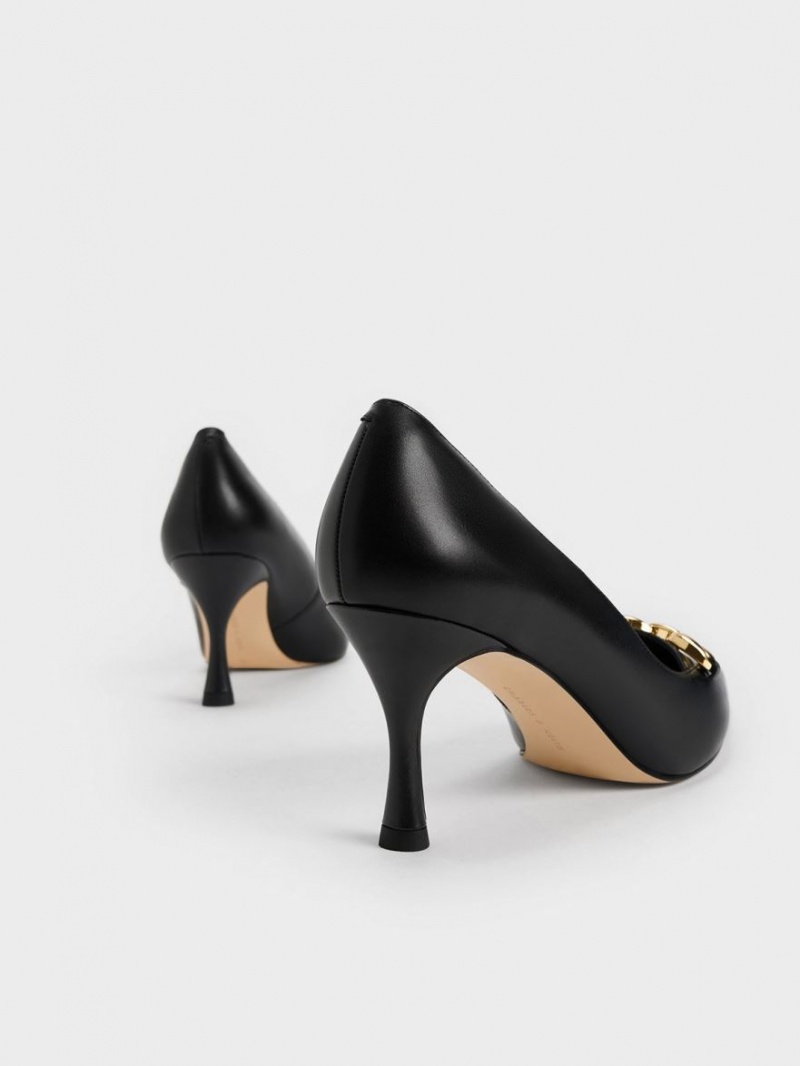 Pumps Charles & Keith Avani Grosolan Chain Stilleto Heel Negrii | 652REDNUQ