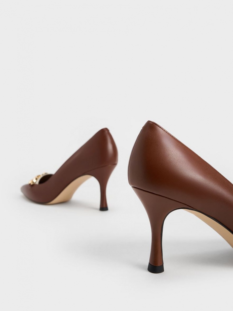 Pumps Charles & Keith Avani Grosolan Chain Stilleto Heel Maro | 954VNSMEW