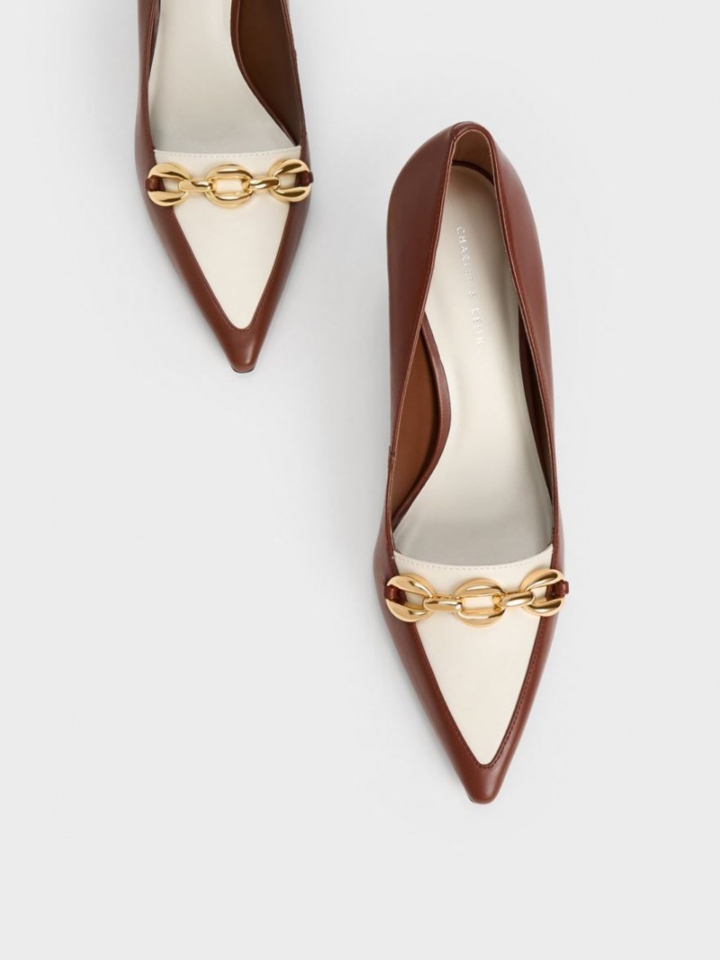 Pumps Charles & Keith Avani Grosolan Chain Stilleto Heel Maro | 954VNSMEW