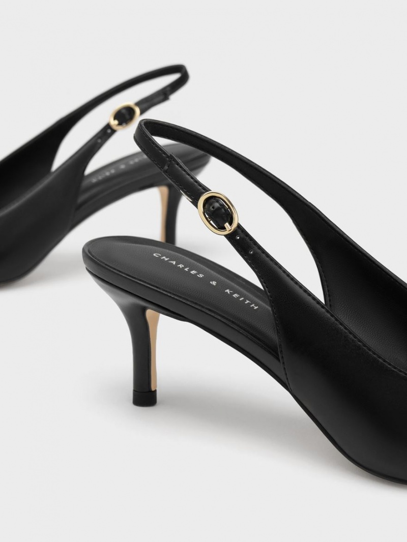 Pumps Charles & Keith Avani Grosolan Chain-Embellished Slingback Negrii | 056WRDYOE
