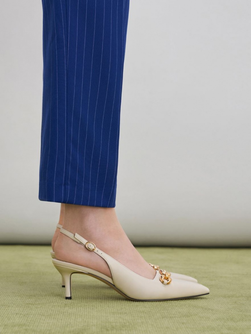 Pumps Charles & Keith Avani Grosolan Chain-Embellished Slingback Albi | 380EUVPWH