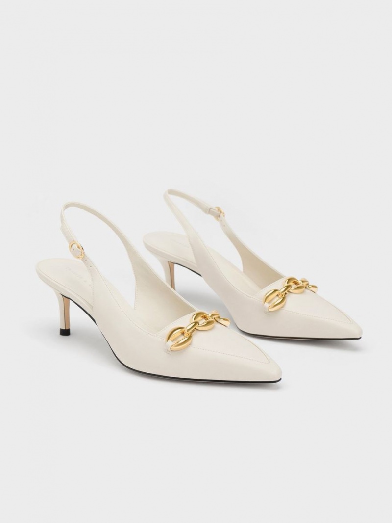 Pumps Charles & Keith Avani Grosolan Chain-Embellished Slingback Albi | 380EUVPWH