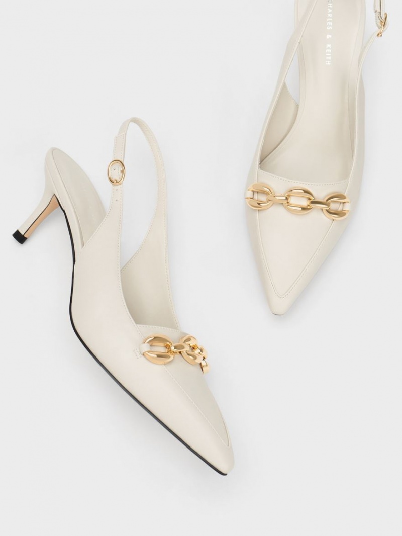 Pumps Charles & Keith Avani Grosolan Chain-Embellished Slingback Albi | 380EUVPWH