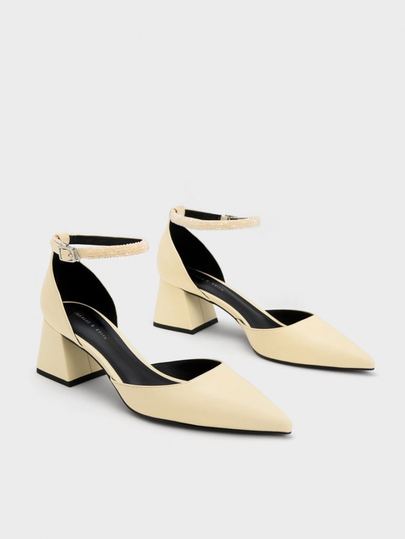Pumps Charles & Keith Beaded Ankle-Curea D'Orsay Galbeni | 725WCTRFA