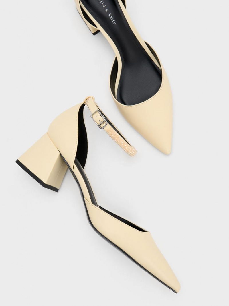 Pumps Charles & Keith Beaded Ankle-Curea D'Orsay Galbeni | 725WCTRFA