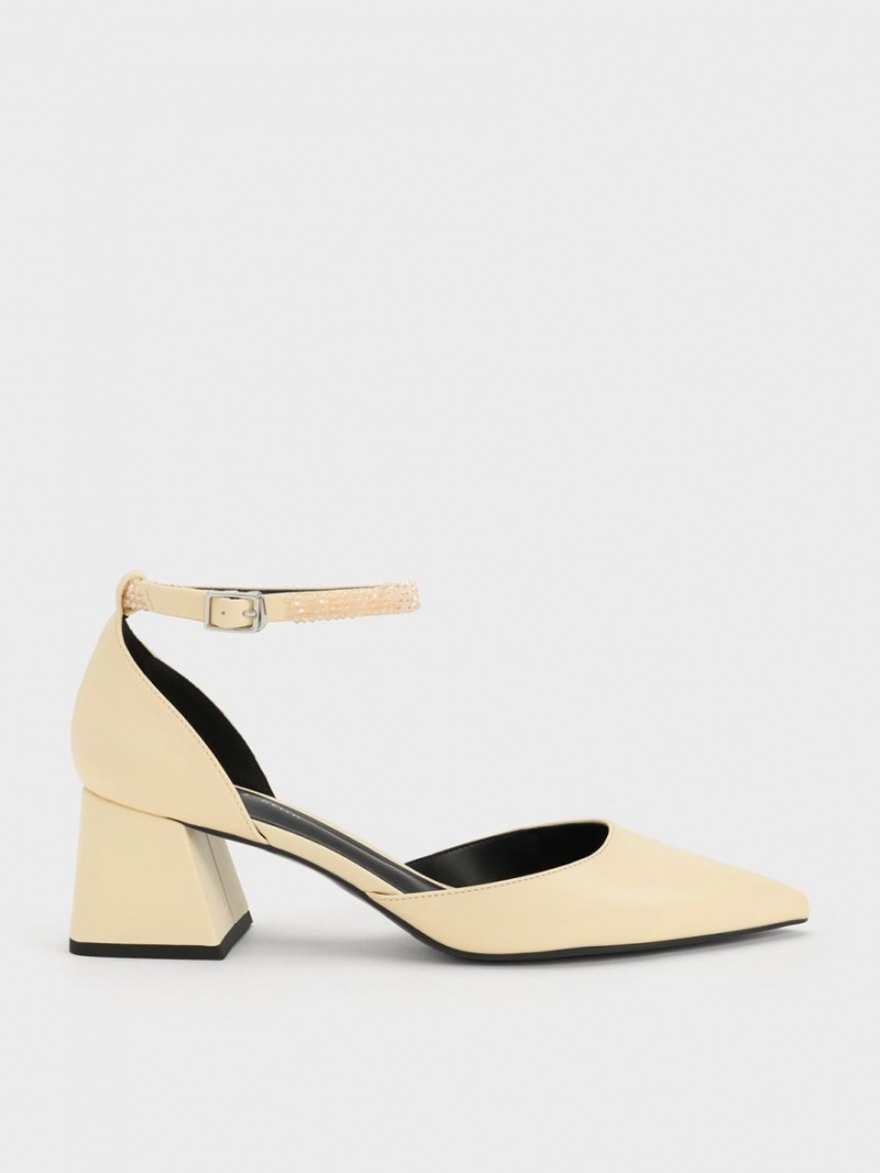 Pumps Charles & Keith Beaded Ankle-Curea D\'Orsay Galbeni | 725WCTRFA
