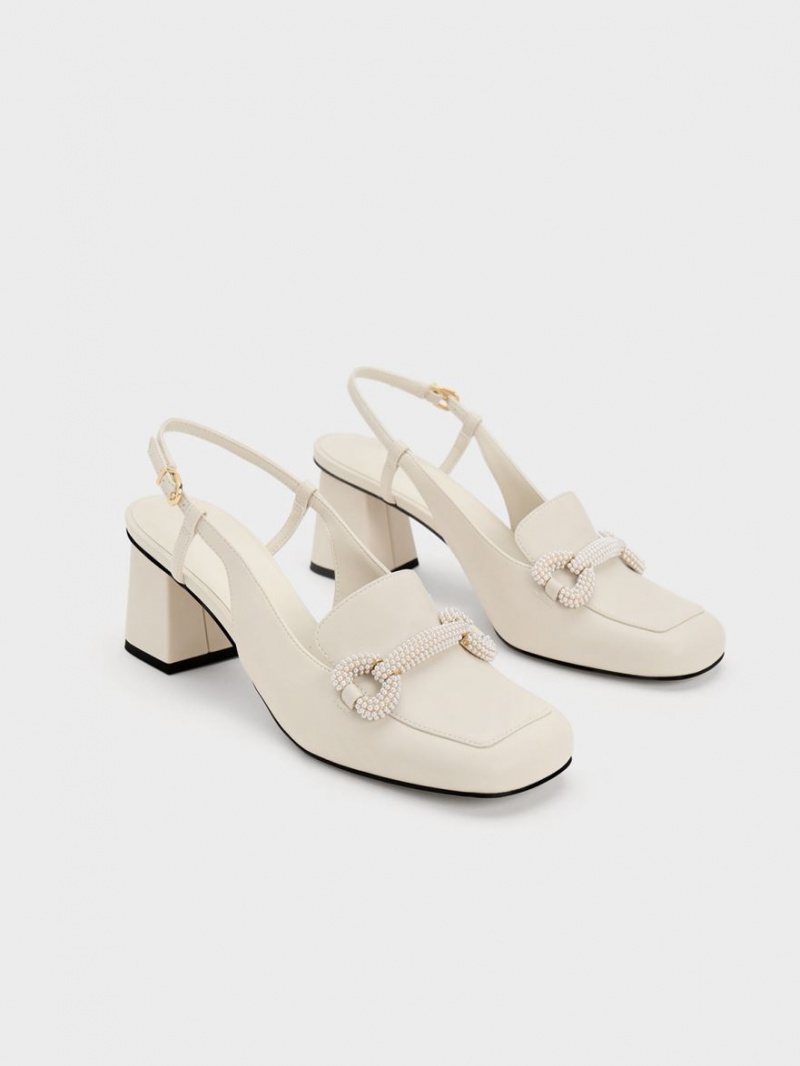 Pumps Charles & Keith Beaded Slingback Loafer Albi | 296VCDKLH