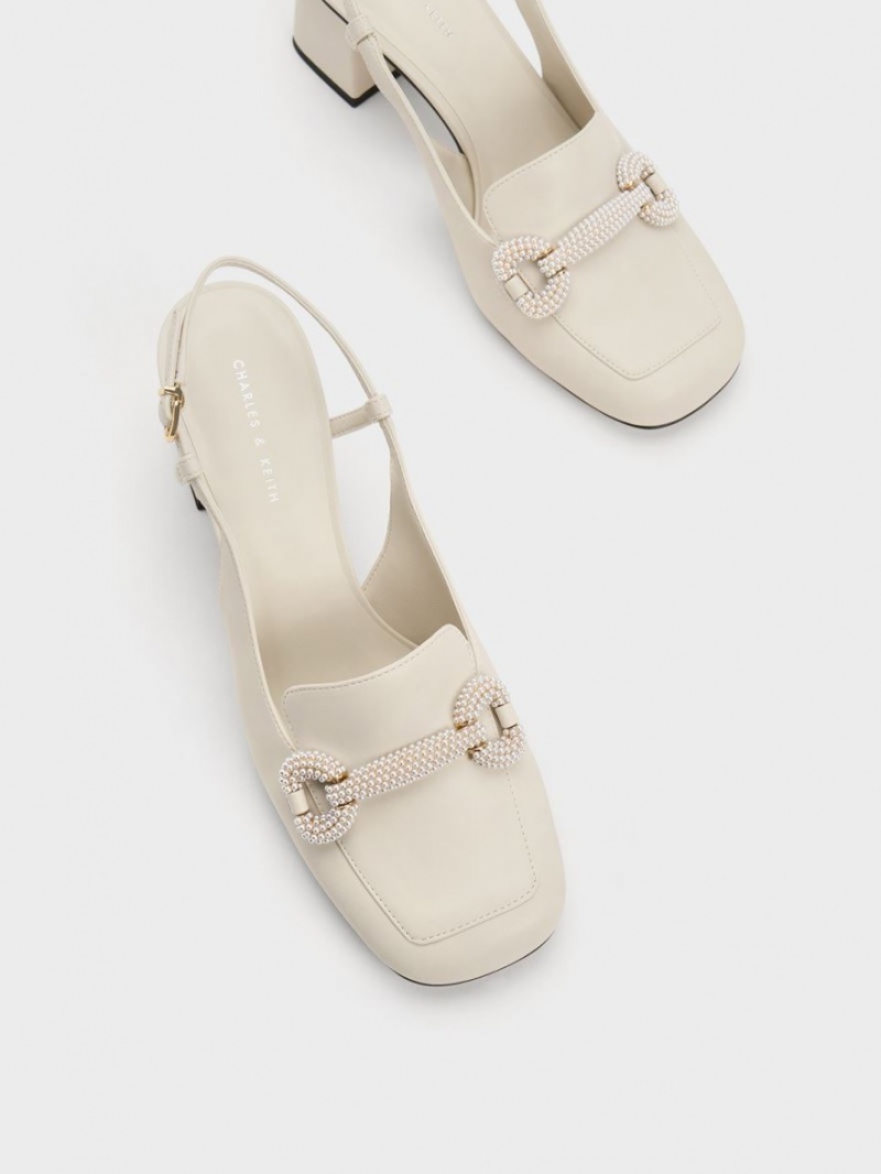 Pumps Charles & Keith Beaded Slingback Loafer Albi | 296VCDKLH