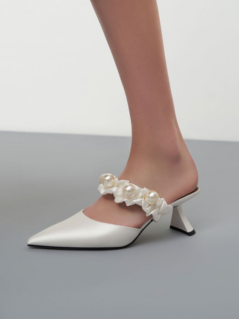Pumps Charles & Keith Blythe Bead Embellished Satin Albi | 806ERWQSK