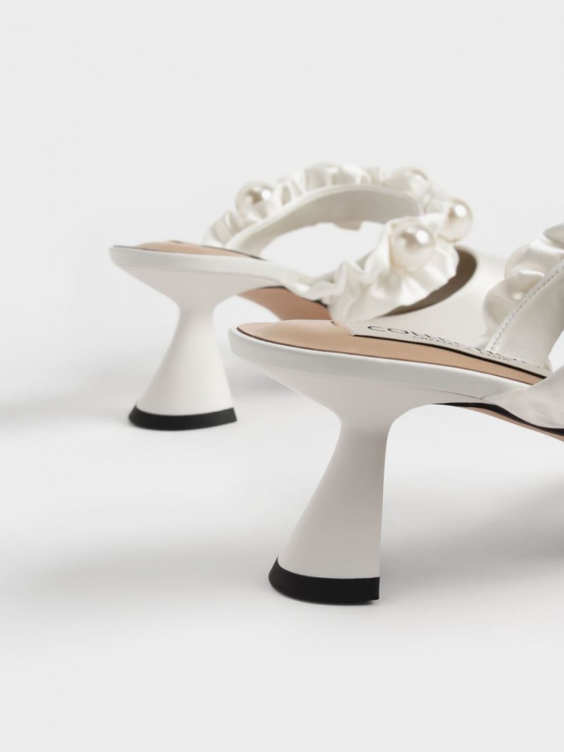 Pumps Charles & Keith Blythe Bead Embellished Satin Albi | 806ERWQSK