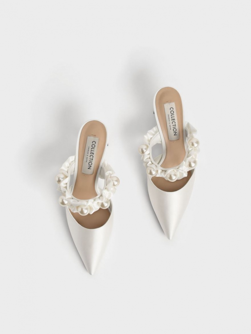 Pumps Charles & Keith Blythe Bead Embellished Satin Albi | 806ERWQSK