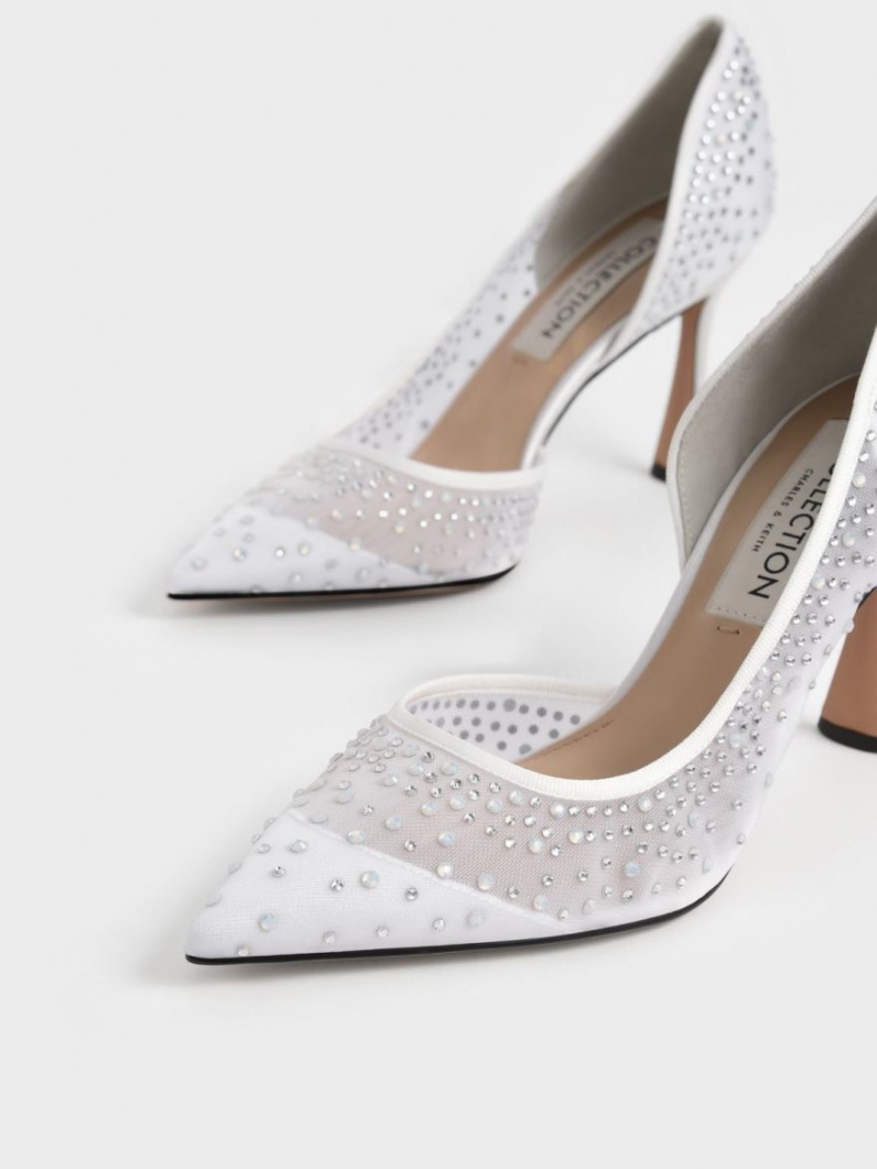 Pumps Charles & Keith Blythe Mesh Embellished Half-D'Orsay Albi | 023FIDCXP
