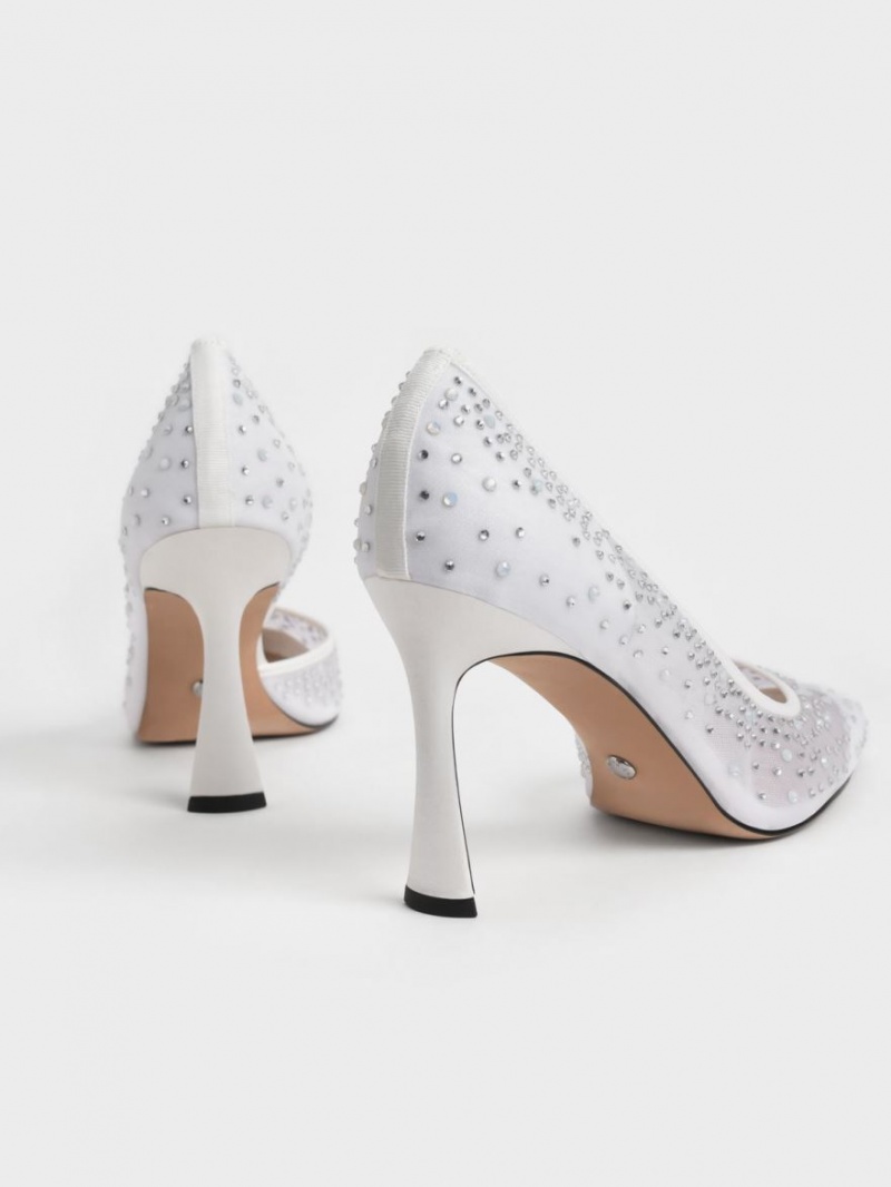 Pumps Charles & Keith Blythe Mesh Embellished Half-D'Orsay Albi | 023FIDCXP