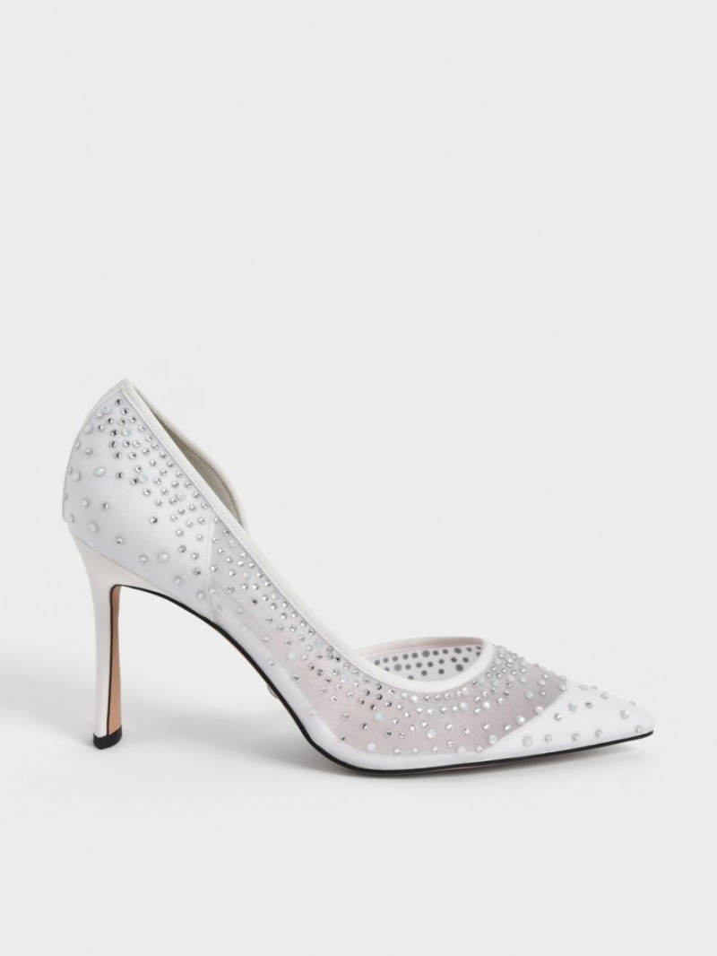 Pumps Charles & Keith Blythe Mesh Embellished Half-D\'Orsay Albi | 023FIDCXP