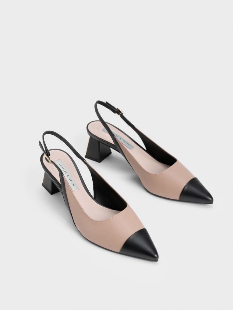 Pumps Charles & Keith Bombeu Cap Slingback Bej | 137PIEMDR