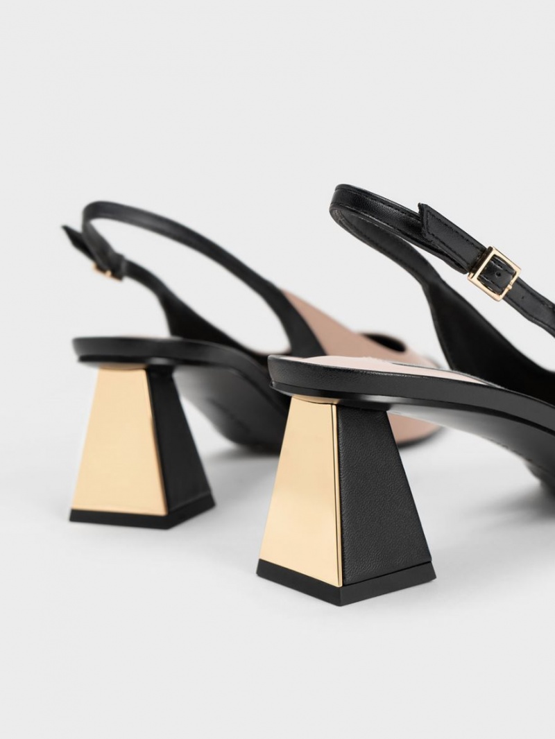 Pumps Charles & Keith Bombeu Cap Slingback Bej | 137PIEMDR