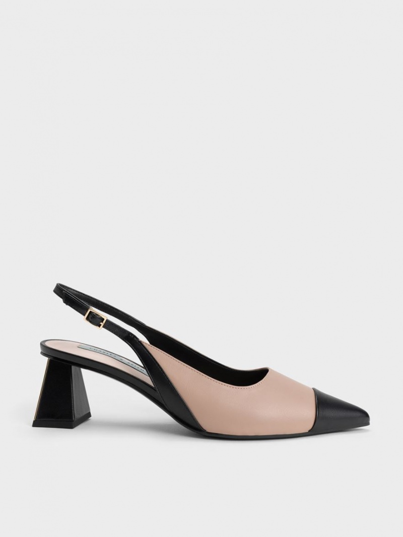 Pumps Charles & Keith Bombeu Cap Slingback Bej | 137PIEMDR