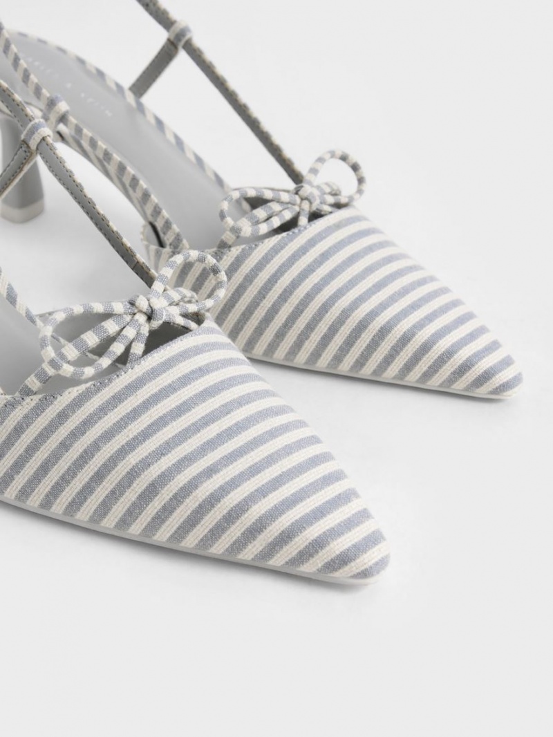 Pumps Charles & Keith Bow-Tie Slingback Albastri Deschis | 857BSHYJP