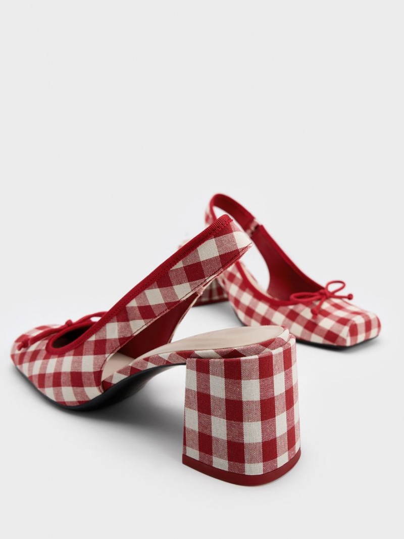 Pumps Charles & Keith Bow Checkered Slingback Colorati | 042ZOKQYJ