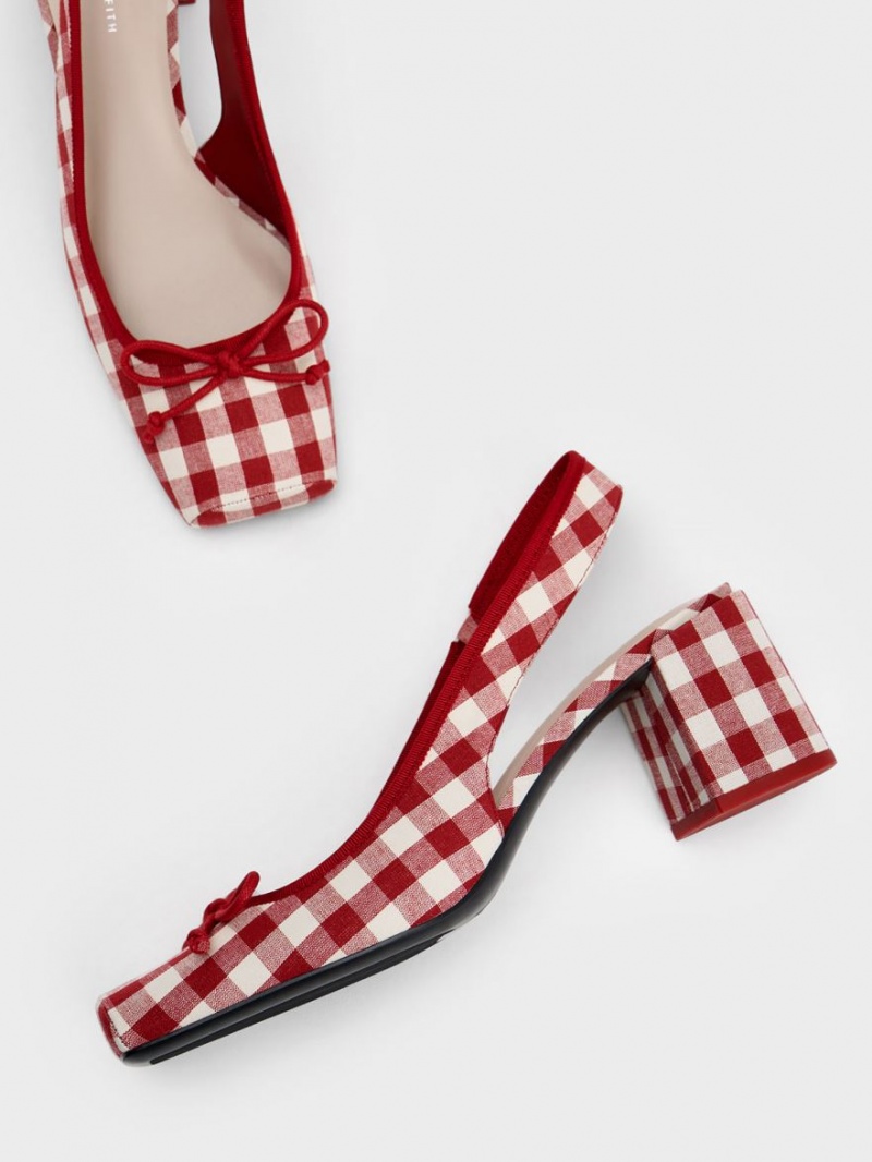 Pumps Charles & Keith Bow Checkered Slingback Colorati | 042ZOKQYJ