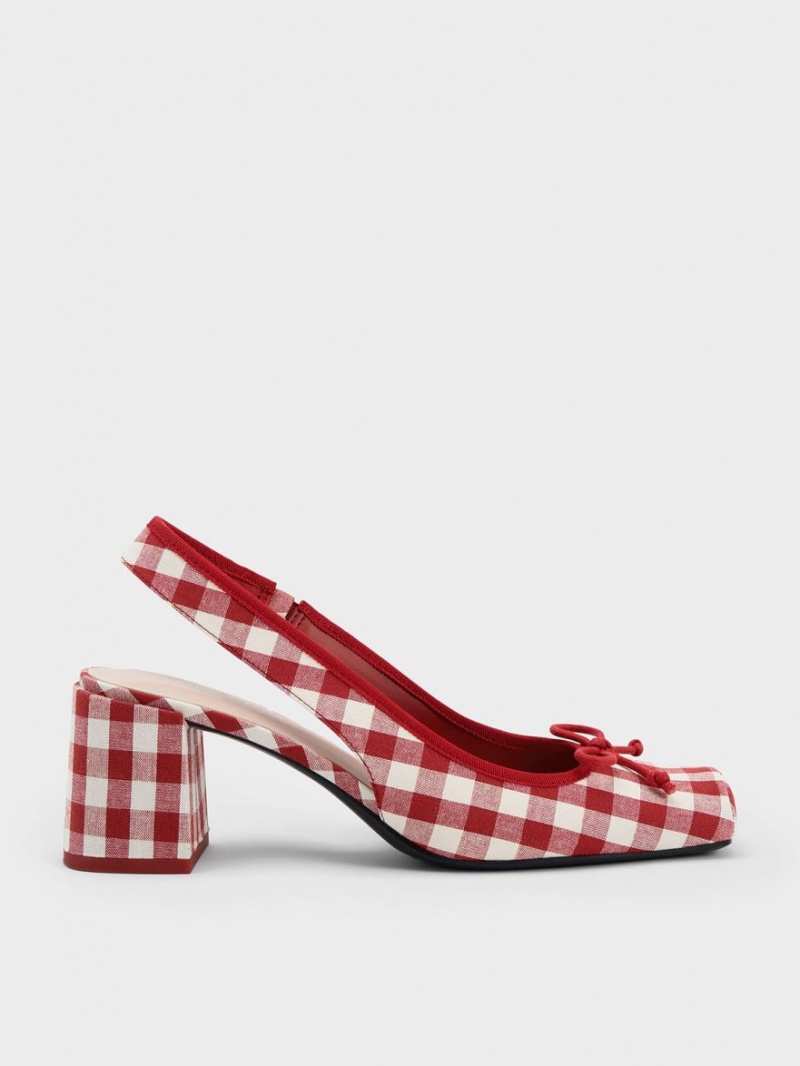 Pumps Charles & Keith Bow Checkered Slingback Colorati | 042ZOKQYJ