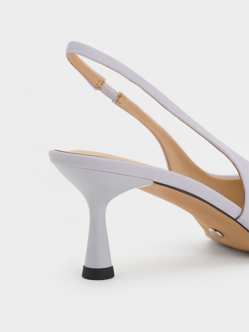 Pumps Charles & Keith Bow Crystal-Embellished Piele Slingback Violet | 306JVUZKT