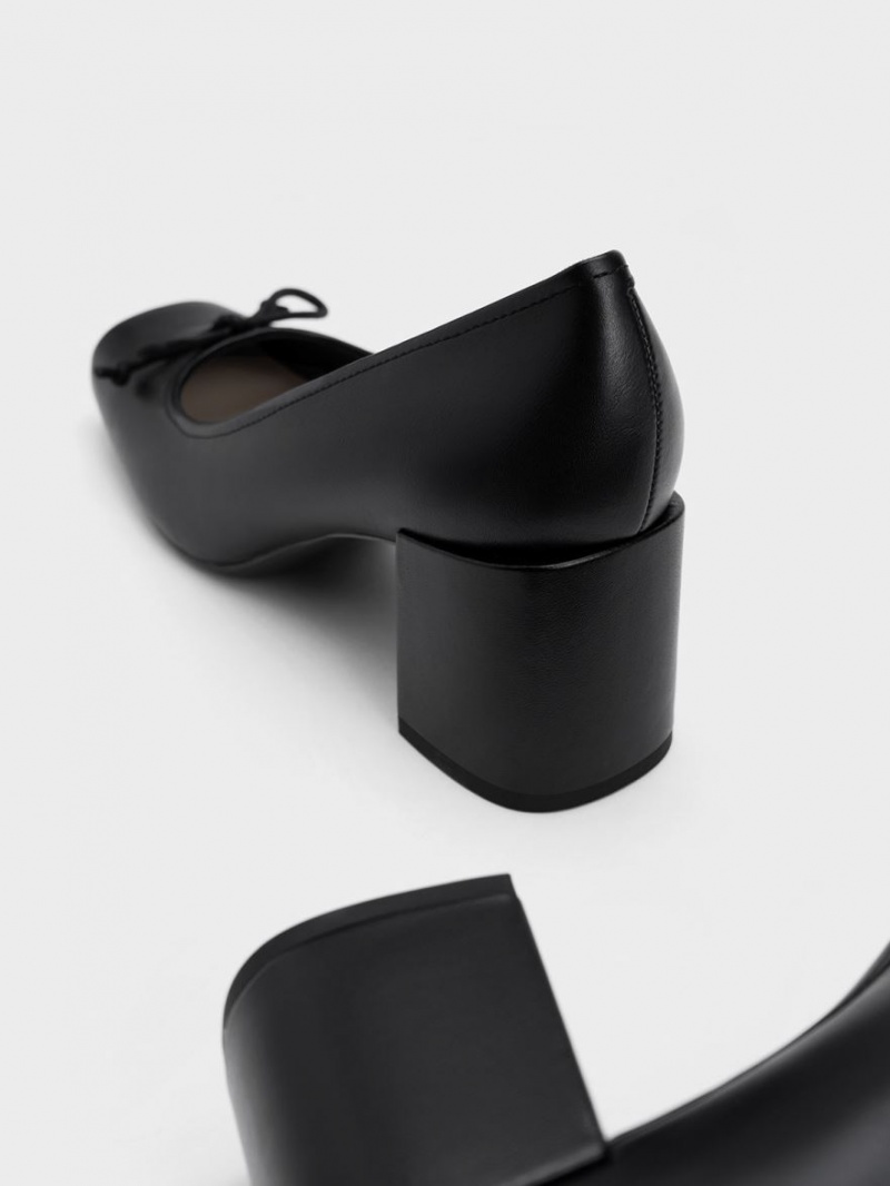 Pumps Charles & Keith Bow Square-Bombeu Negrii | 458MPVXEC